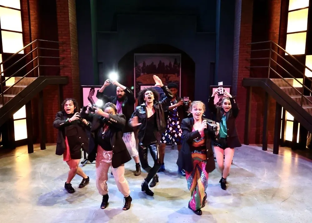 Head Over Heels - Scenic design by Brandon PT Davis. Vibrant, dynamic set with colorful elements and a playful composition, reflecting the energetic spirit of a jukebox musical.