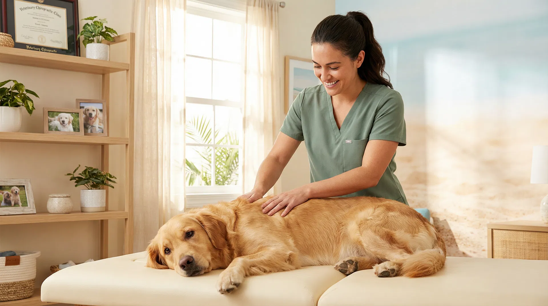 Chiropractic care for animals - dog receiving gentle adjustment