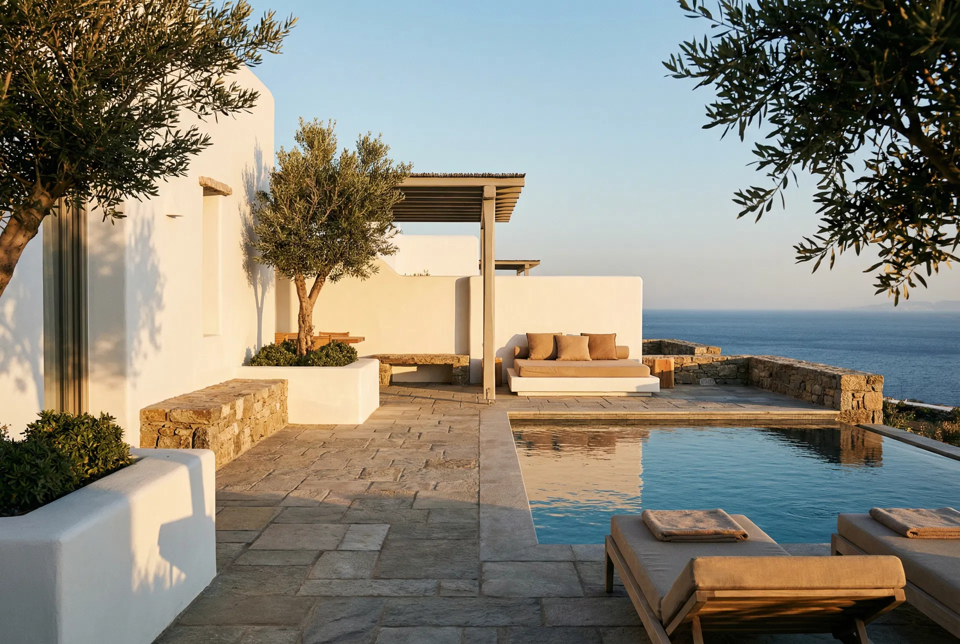Luxury Greek island villa terrace