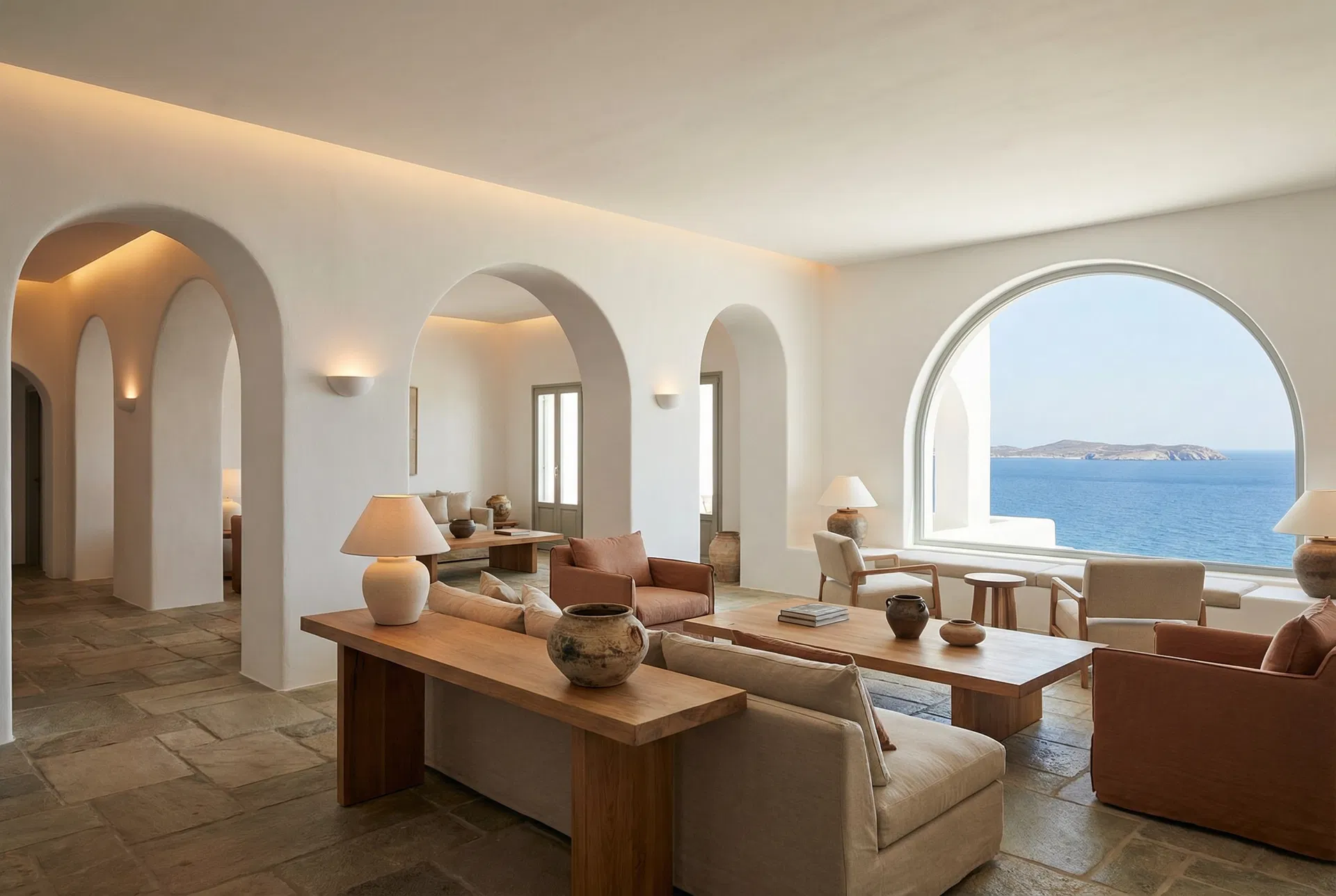 Luxury Greek island hotel interior