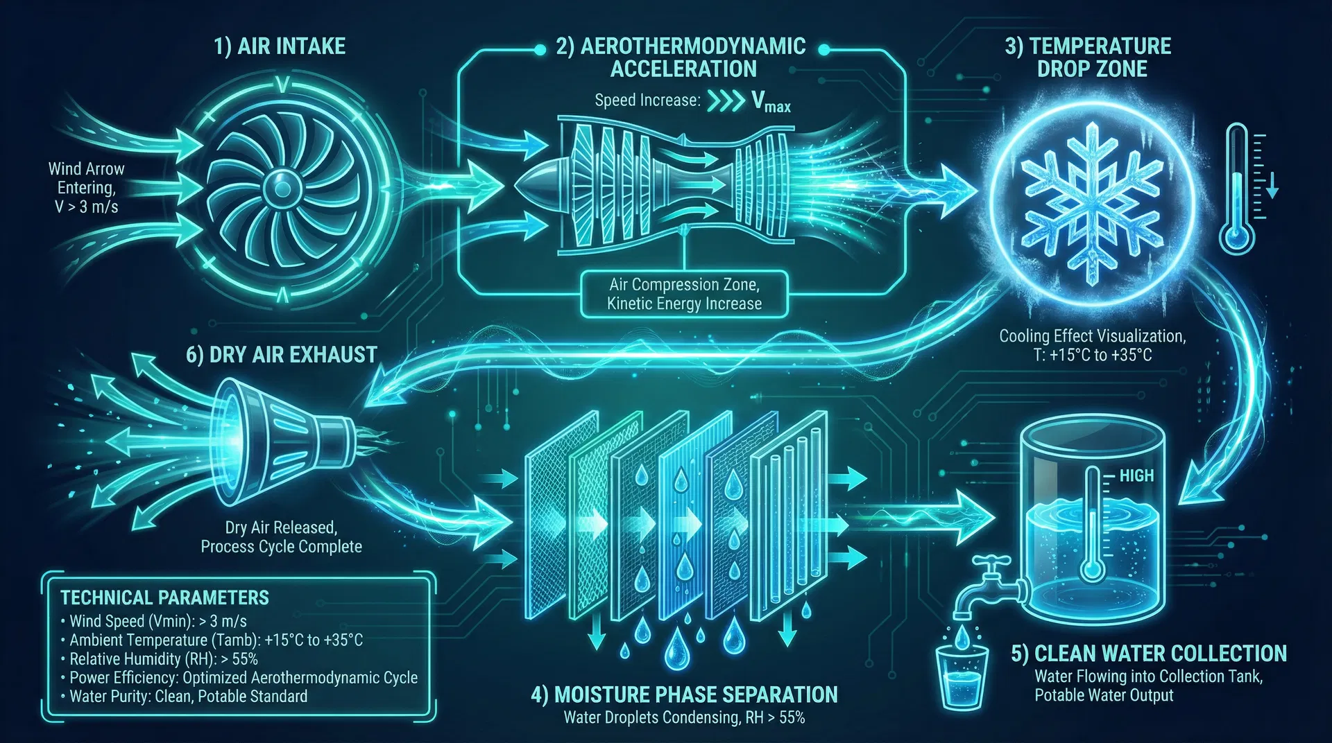 Aerothermodynamic Cycle for Atmospheric Water Generation