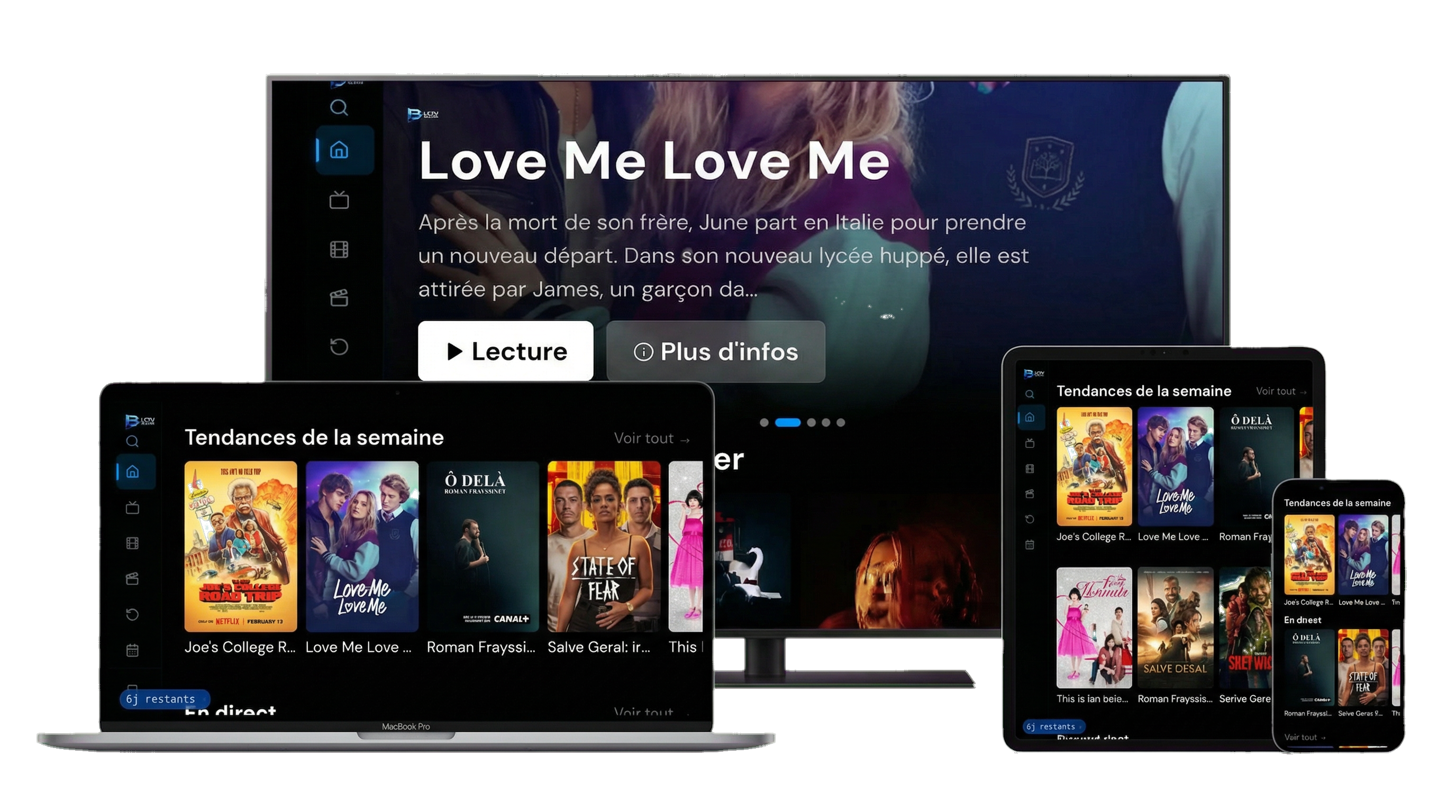 BLCTV Player sur TV, laptop, tablette et smartphone