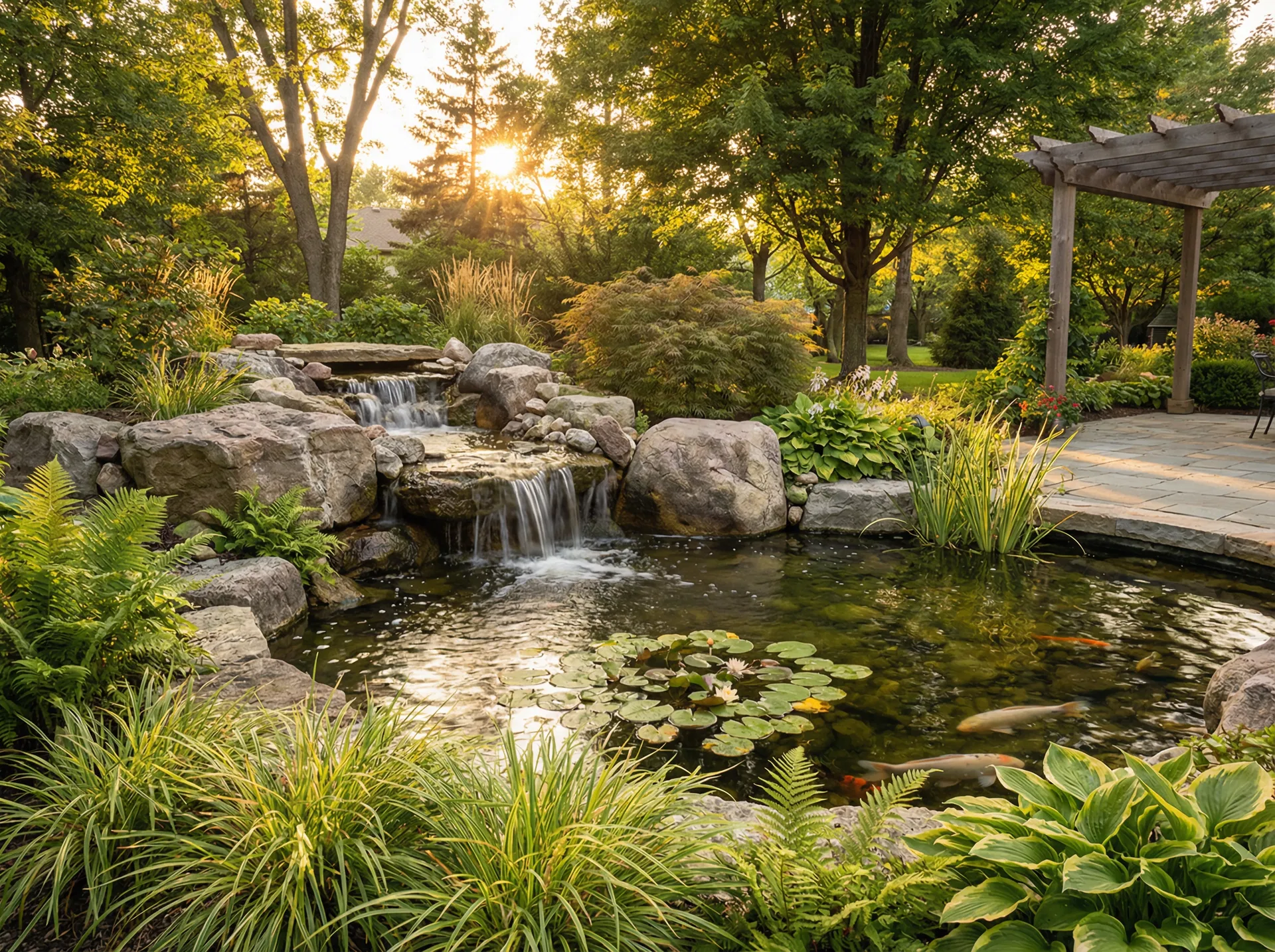 Pond and water feature design in Chicago suburbs