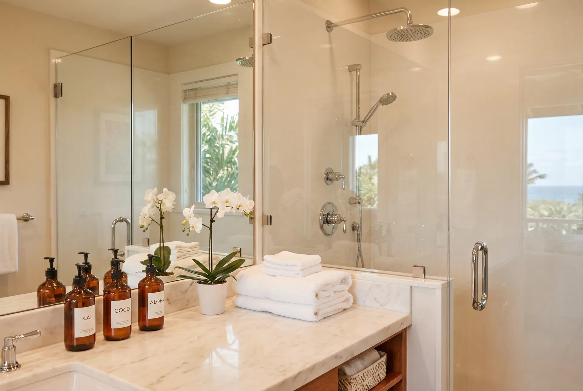 Pristine sanitized bathroom after Peachee Cleaning deep clean on Oahu