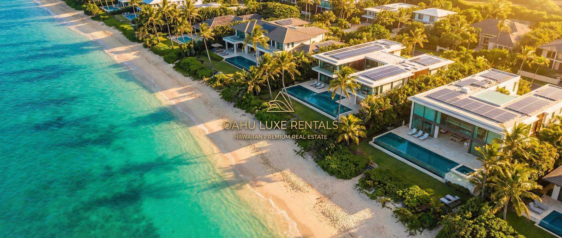Aerial view of luxury Oahu vacation rental properties served by Peachee Cleaning LLC