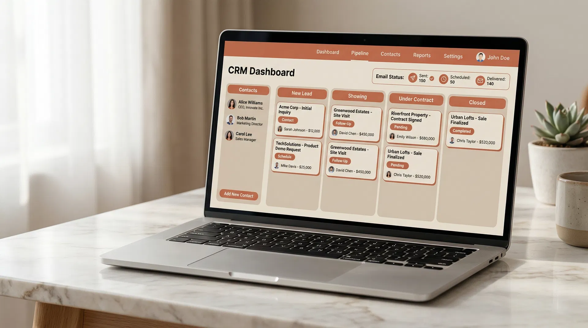 DealFlow CRM dashboard