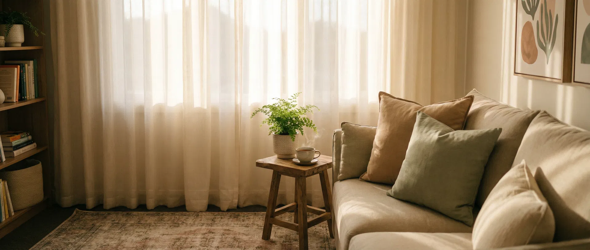 Calming therapy office with natural light and comfortable seating