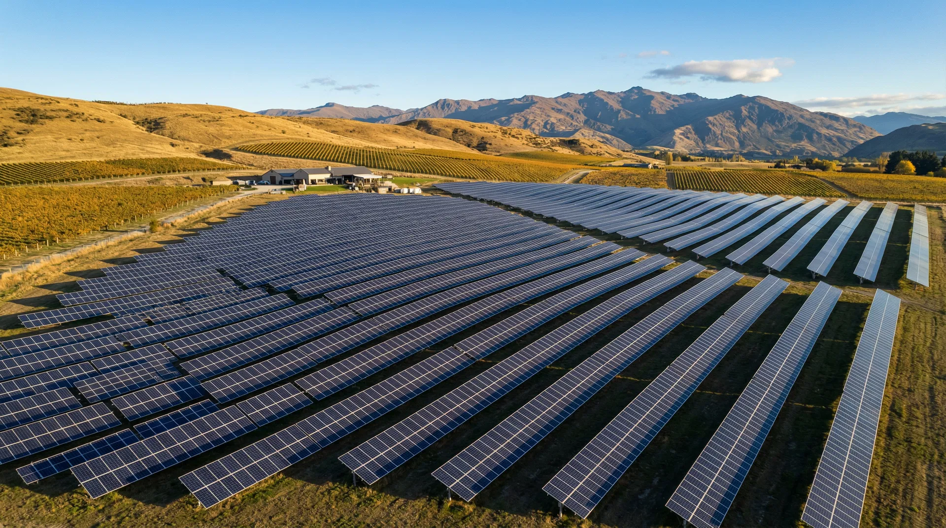 Solar panels on vineyard