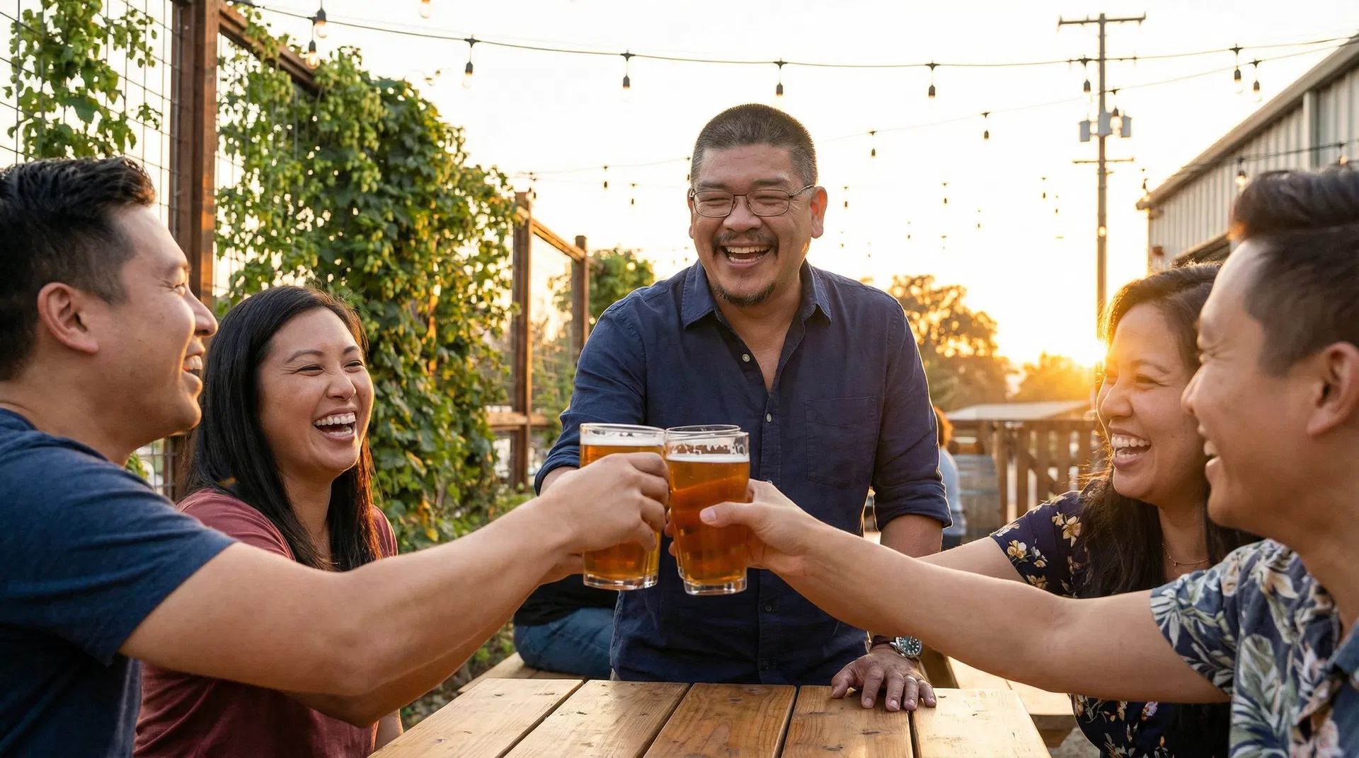 Cheers with Carlos at a brewery