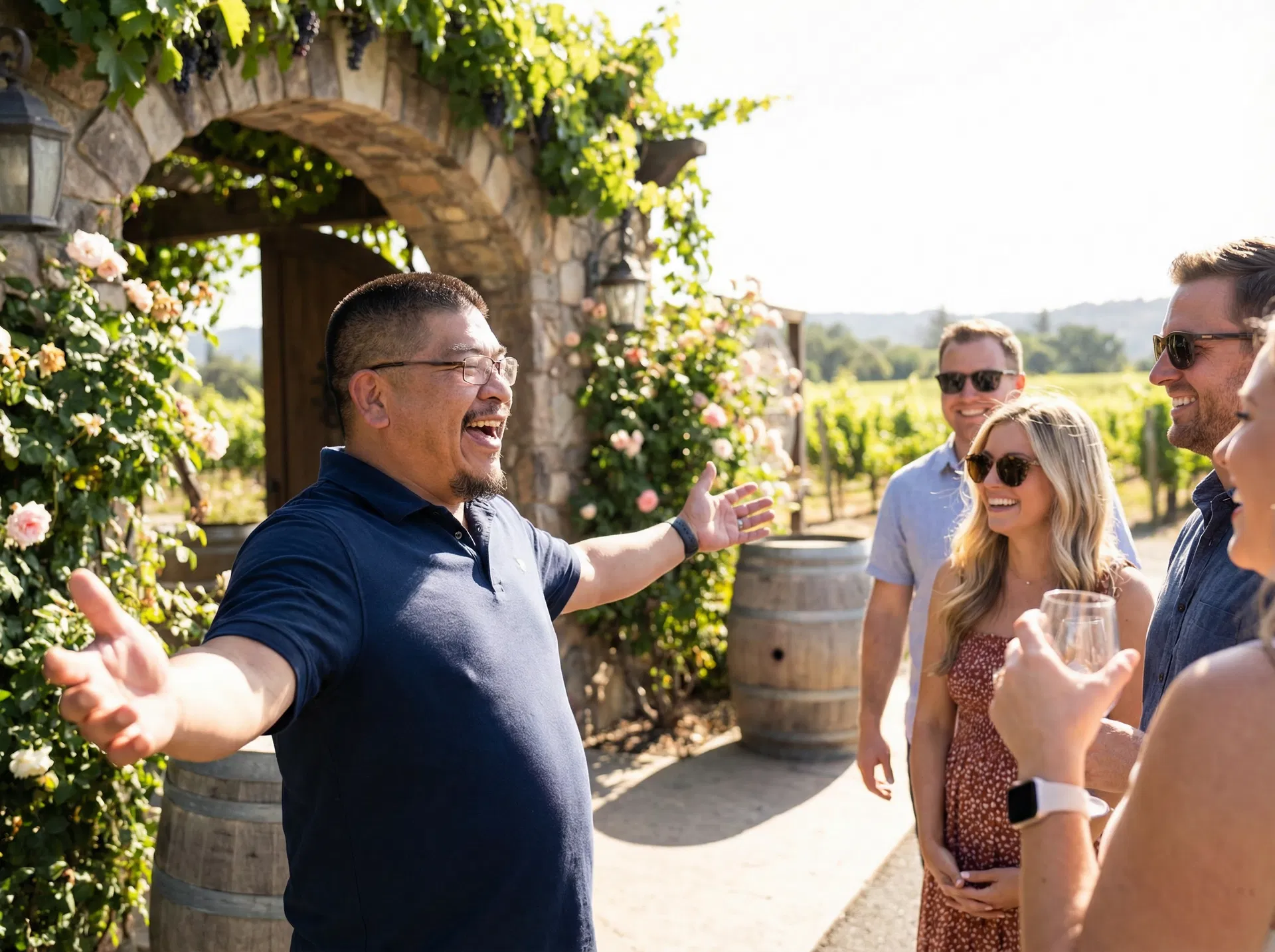 Carlos welcoming guests at the party bus