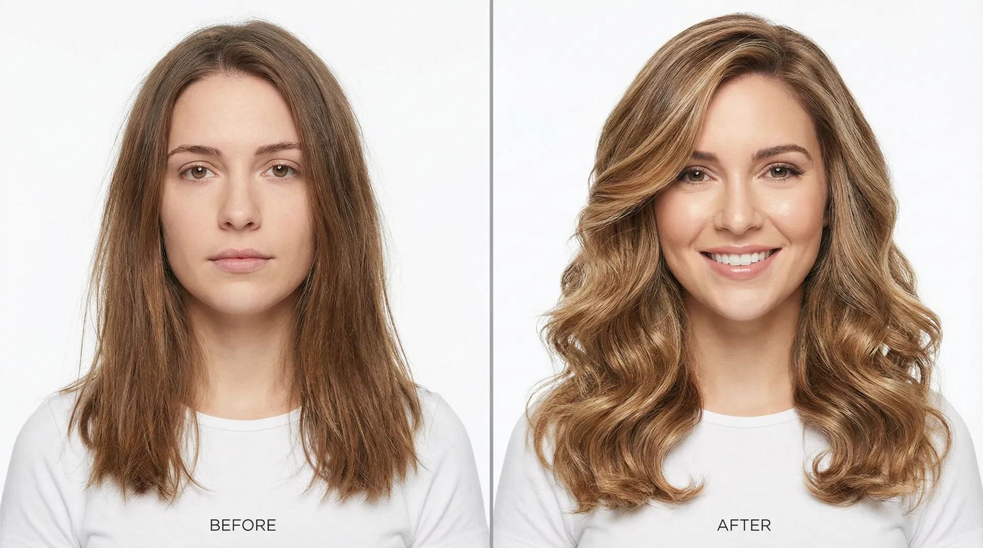 Honey balayage transformation — before and after