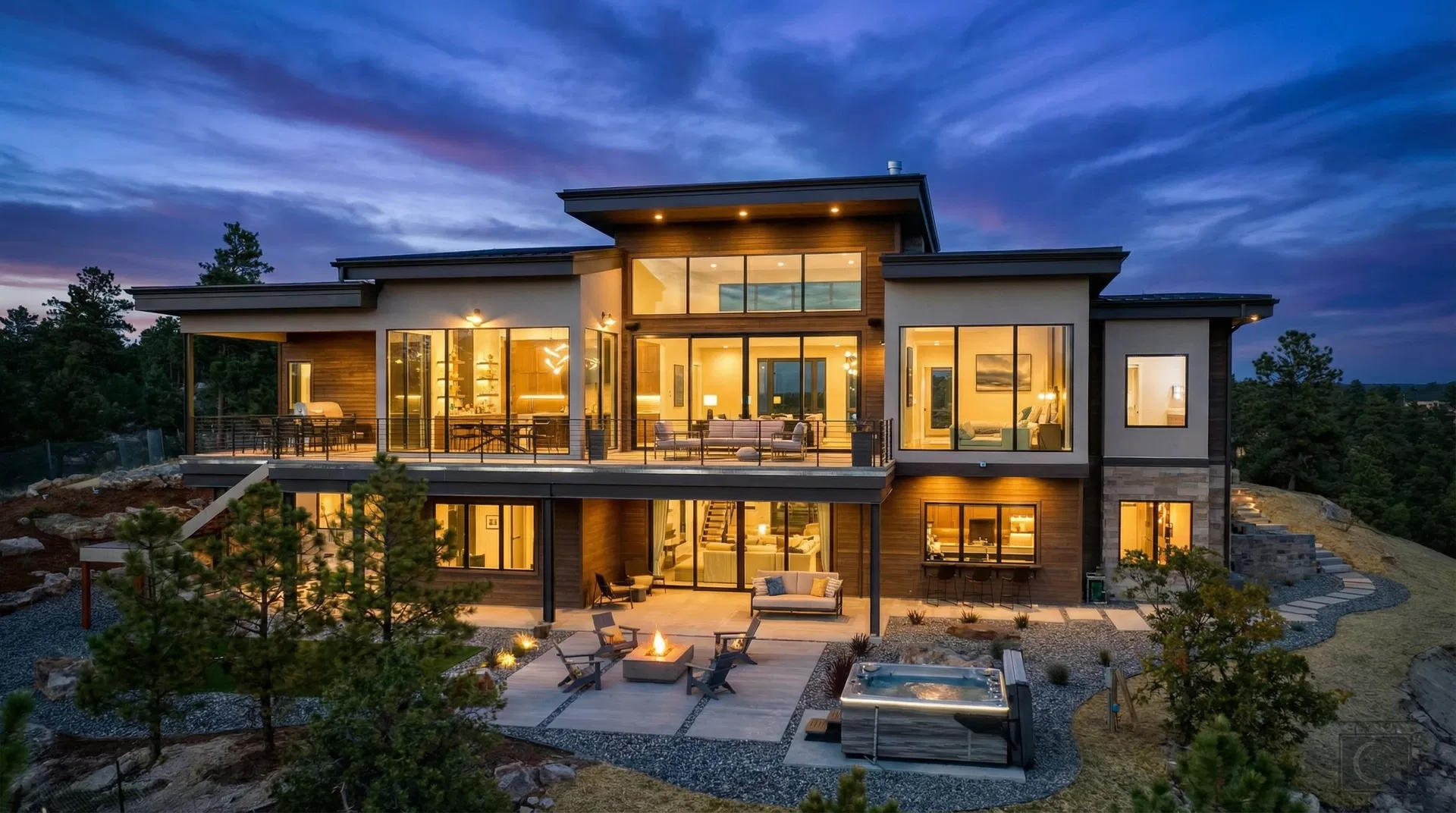 Modern construction site at golden hour