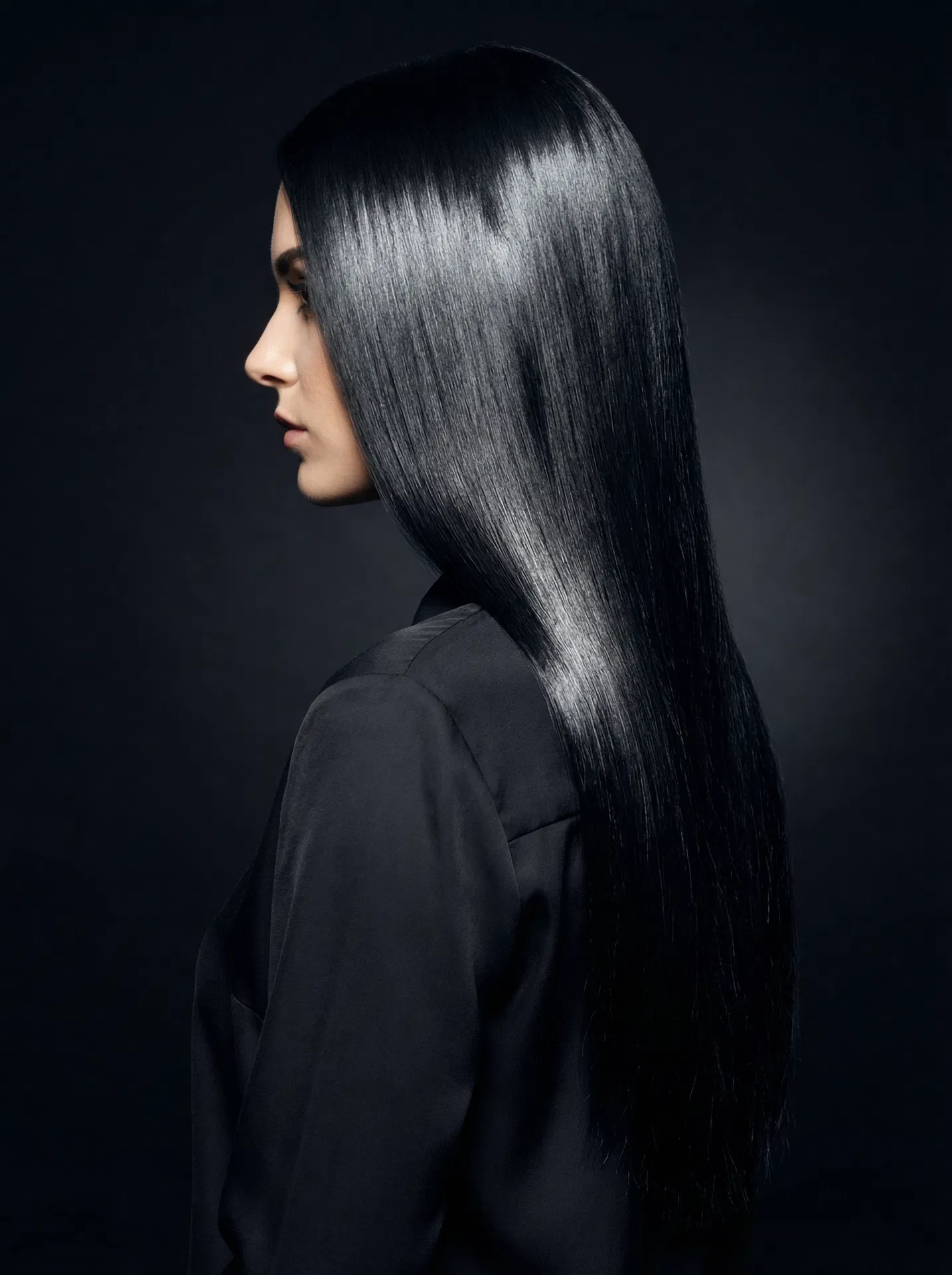 Sleek smooth glossy hair after keratin treatment at Warren Tricomi salon