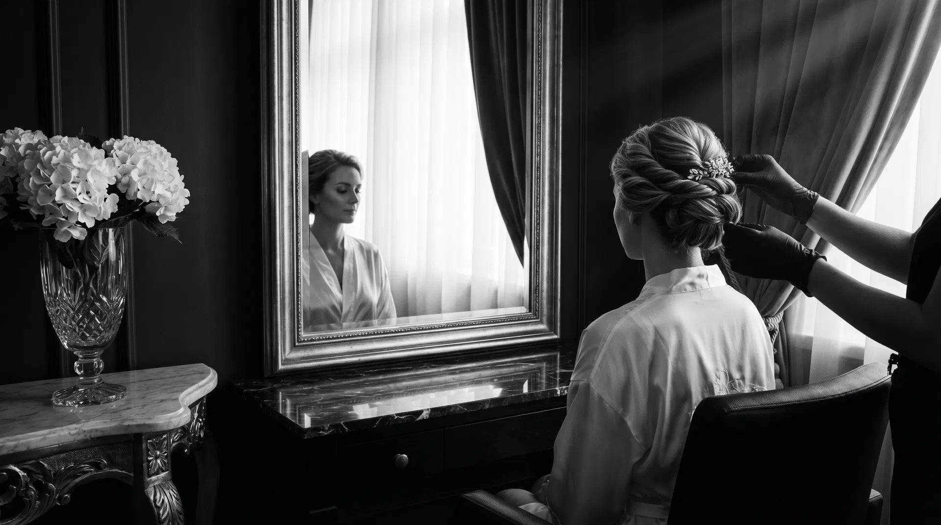 Bridal hair styling at Warren Tricomi