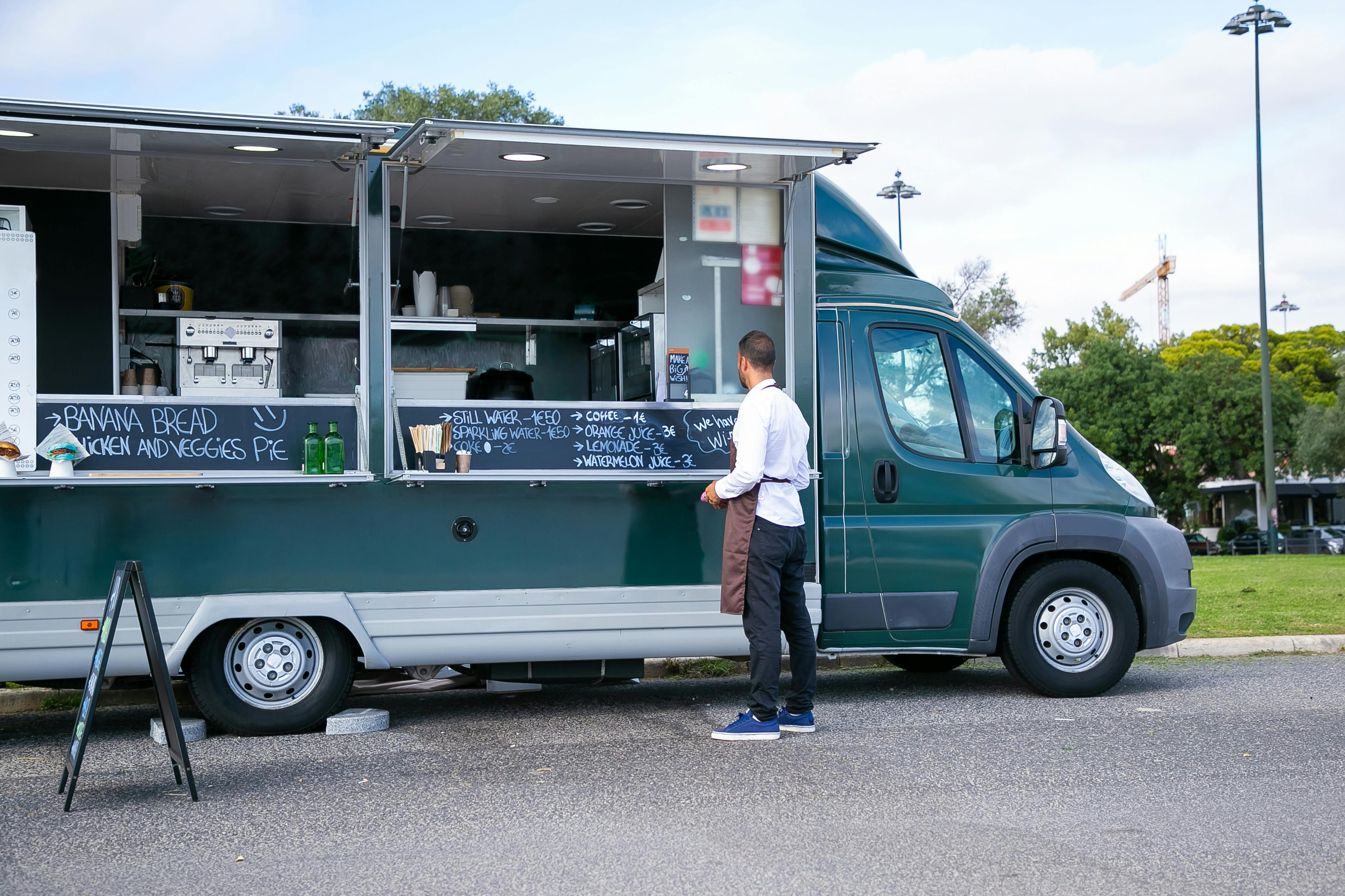 Person getting his food truck ready