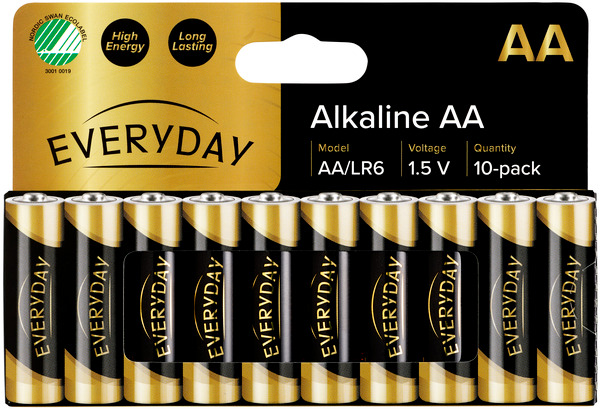 Everyday Alkaline AA Batteries 10-pack