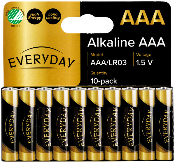 Everyday Alkaline AAA Batteries 10-pack