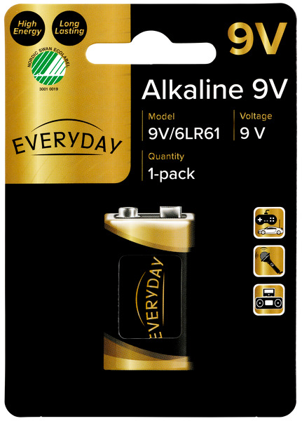 Everyday Alkaline 9V Battery 1-pack