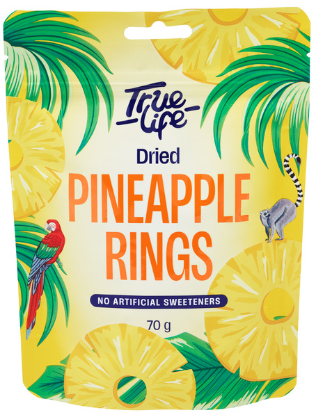 True Life Dried Pineapple Rings 70g