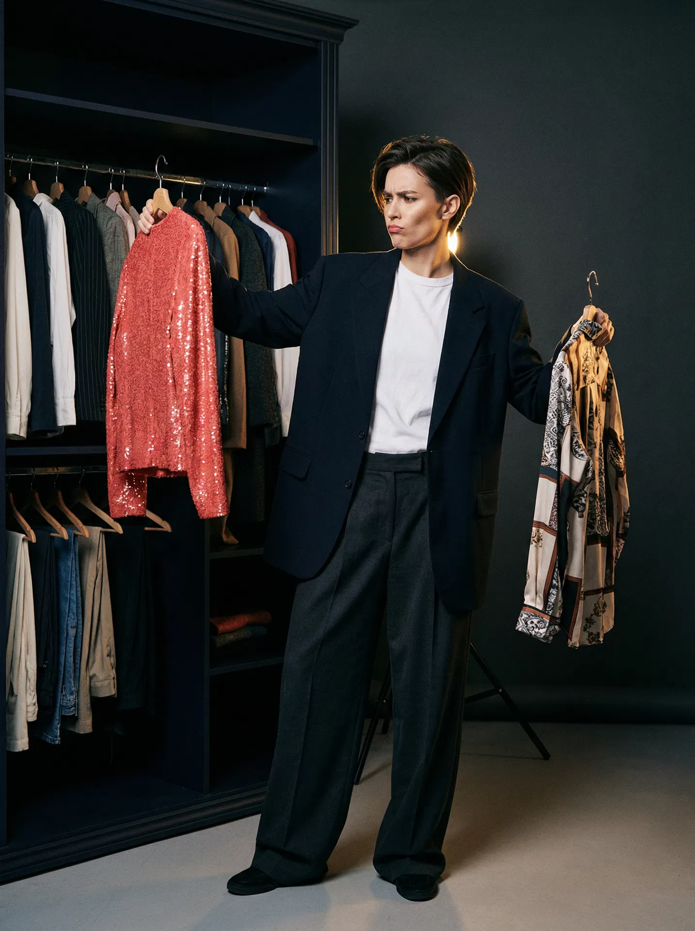 Person choosing outfit