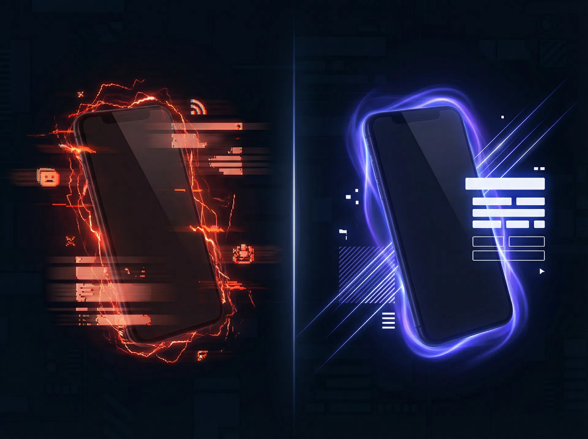 Before and after native rewrite