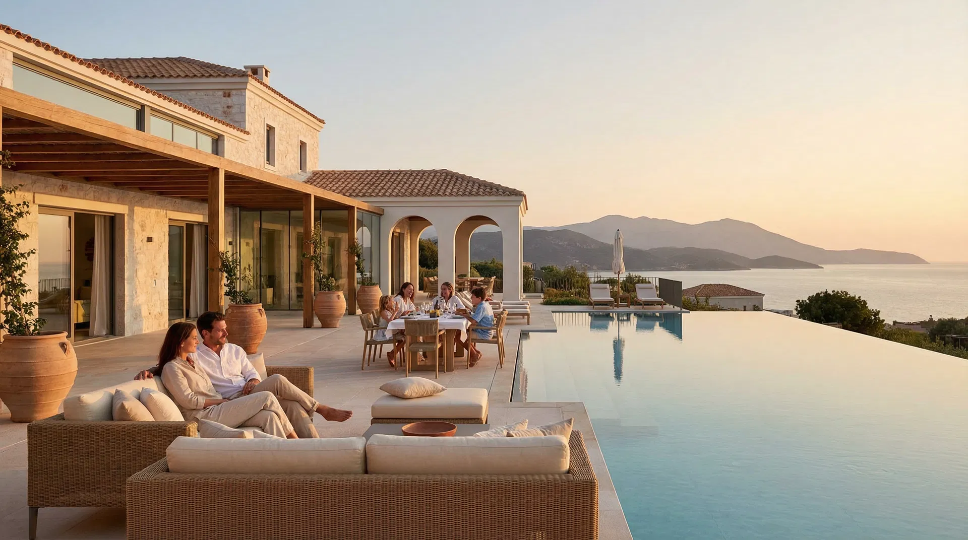 Luxury villa with infinity pool and coastal views