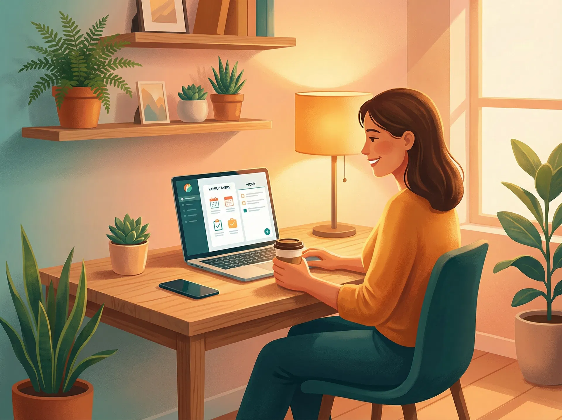 A parent confidently using AI tools at home