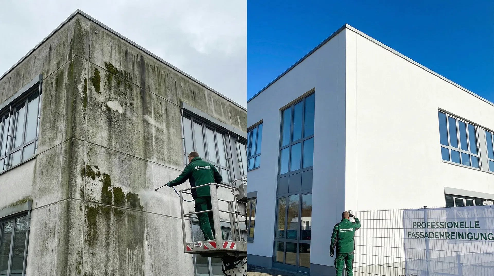 Vorher Nachher Gewerbe Fassadenreinigung