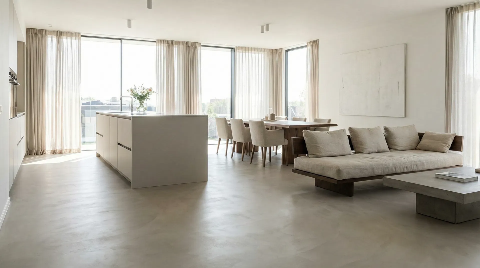 Open plan micro cement flooring