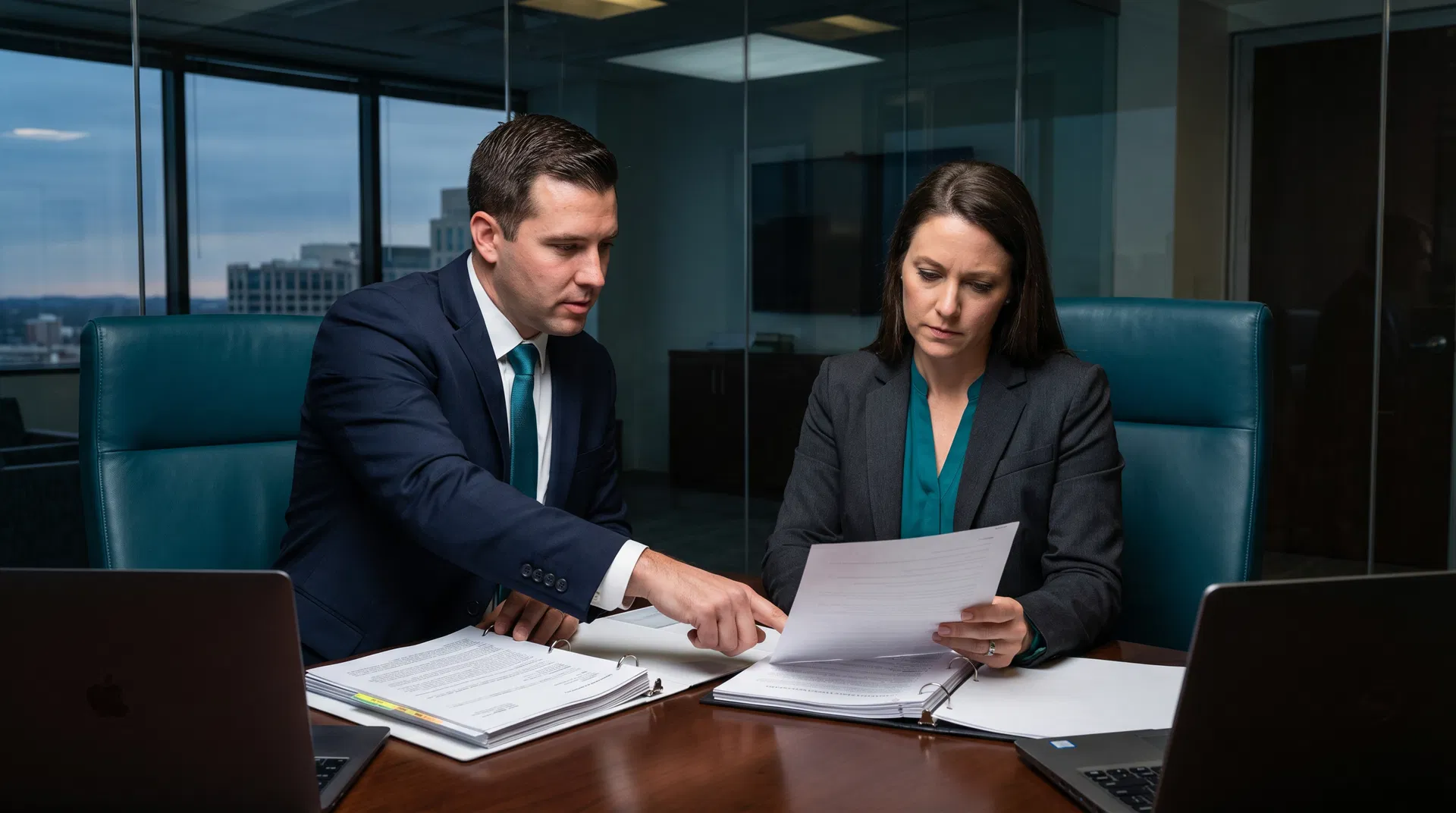 Public adjuster in negotiation meeting with insurance carrier representative