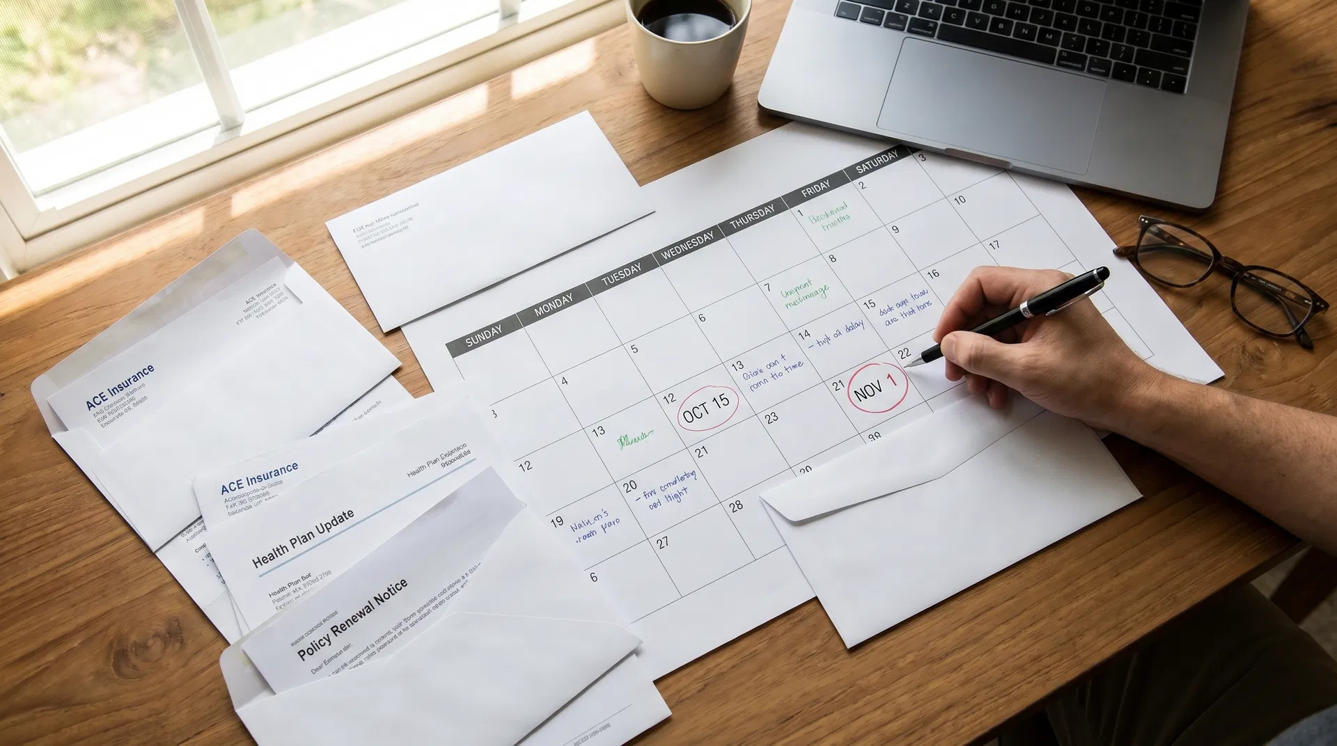 Public adjuster building a claim timeline document for an insurance dispute