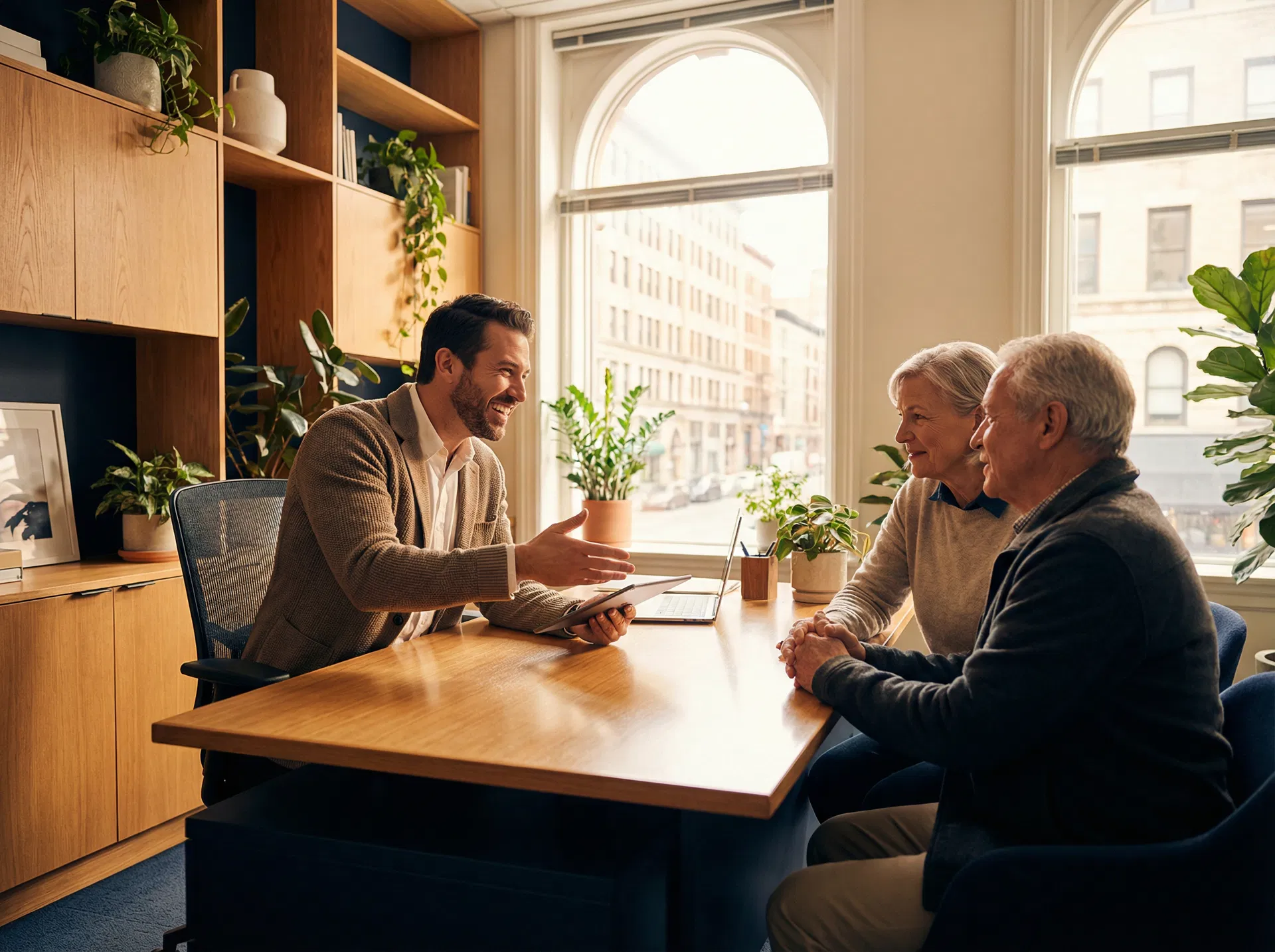 Insurance advisor meeting with clients