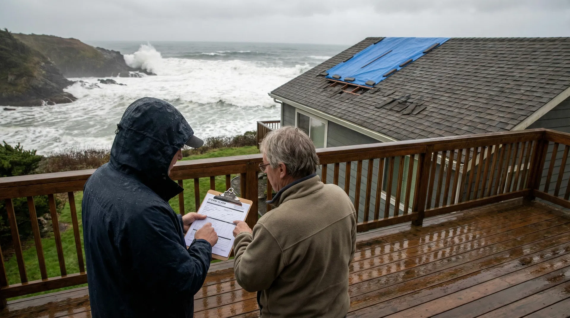 Person filing an insurance claim after property damage
