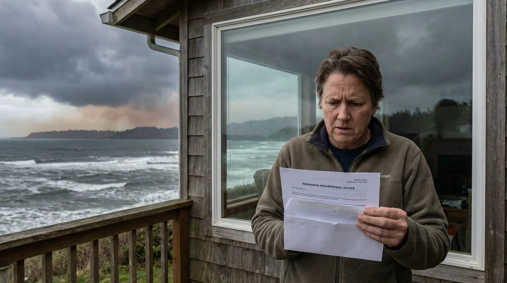 Wildfire approaching Oregon Coast home — insurance non-renewal crisis
