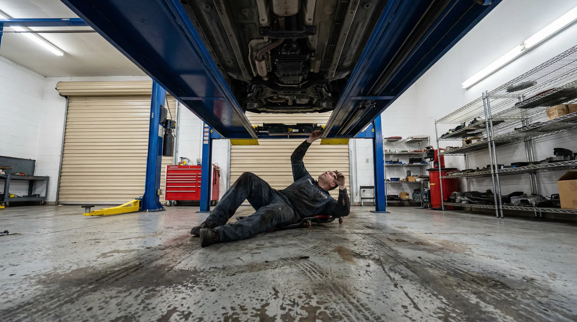 CTR technician inspecting vehicle undercarriage