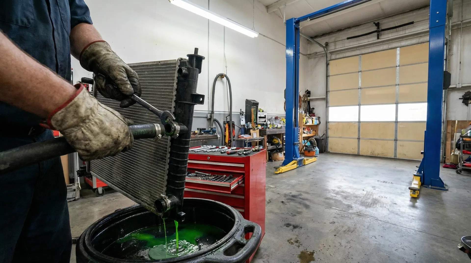 CTR technician working on radiator
