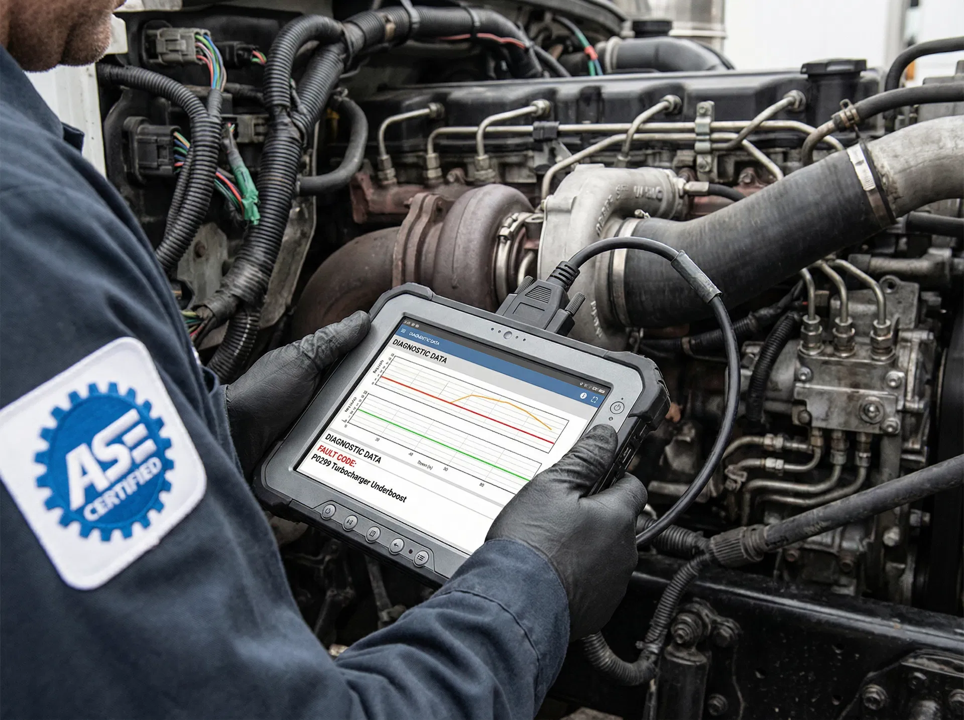 Mobile diesel diagnostics with OEM scan tools