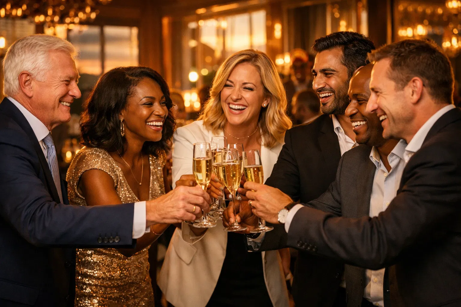 Entrepreneurs toasting at event