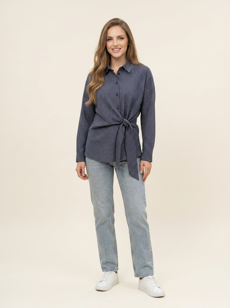 بلوزة كاروهات بربطة