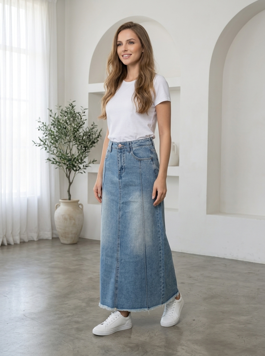 Denim Midi Skirt