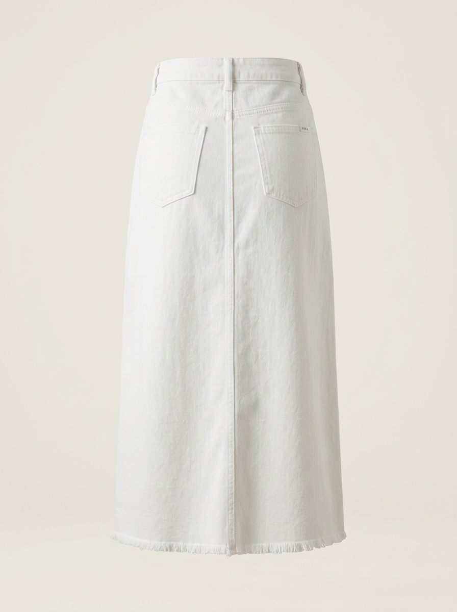 White Denim Midi Skirt