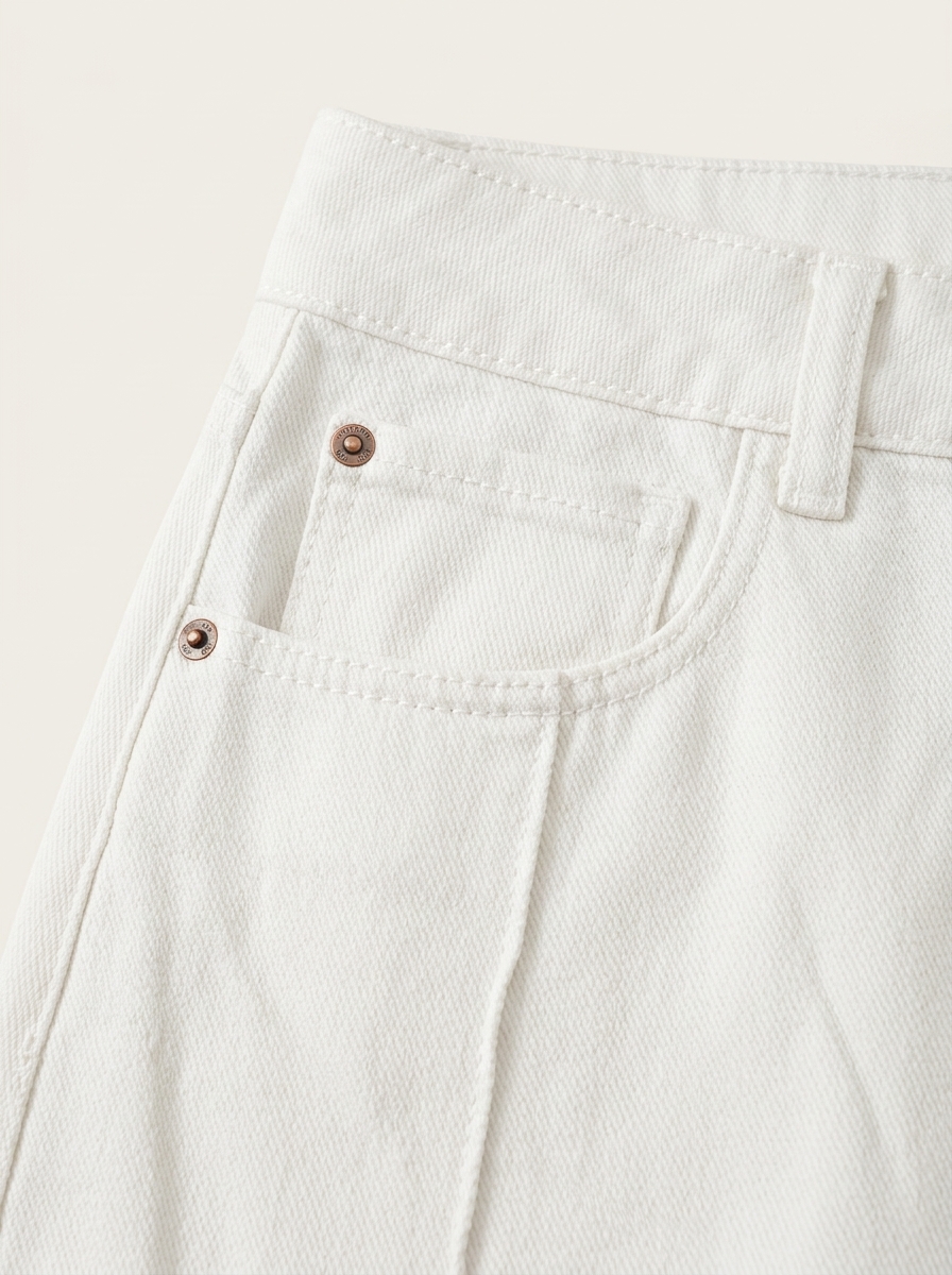 White Denim Midi Skirt