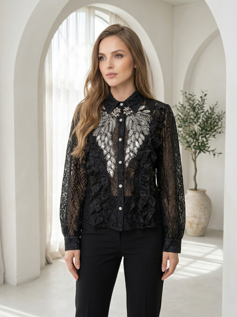 Lace Crystal Blouse