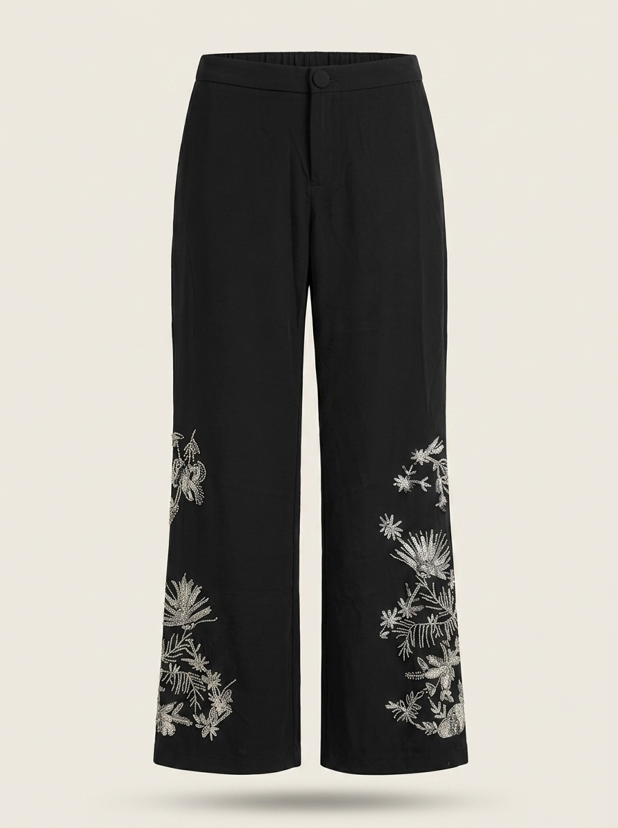 Floral Embroidered Pants