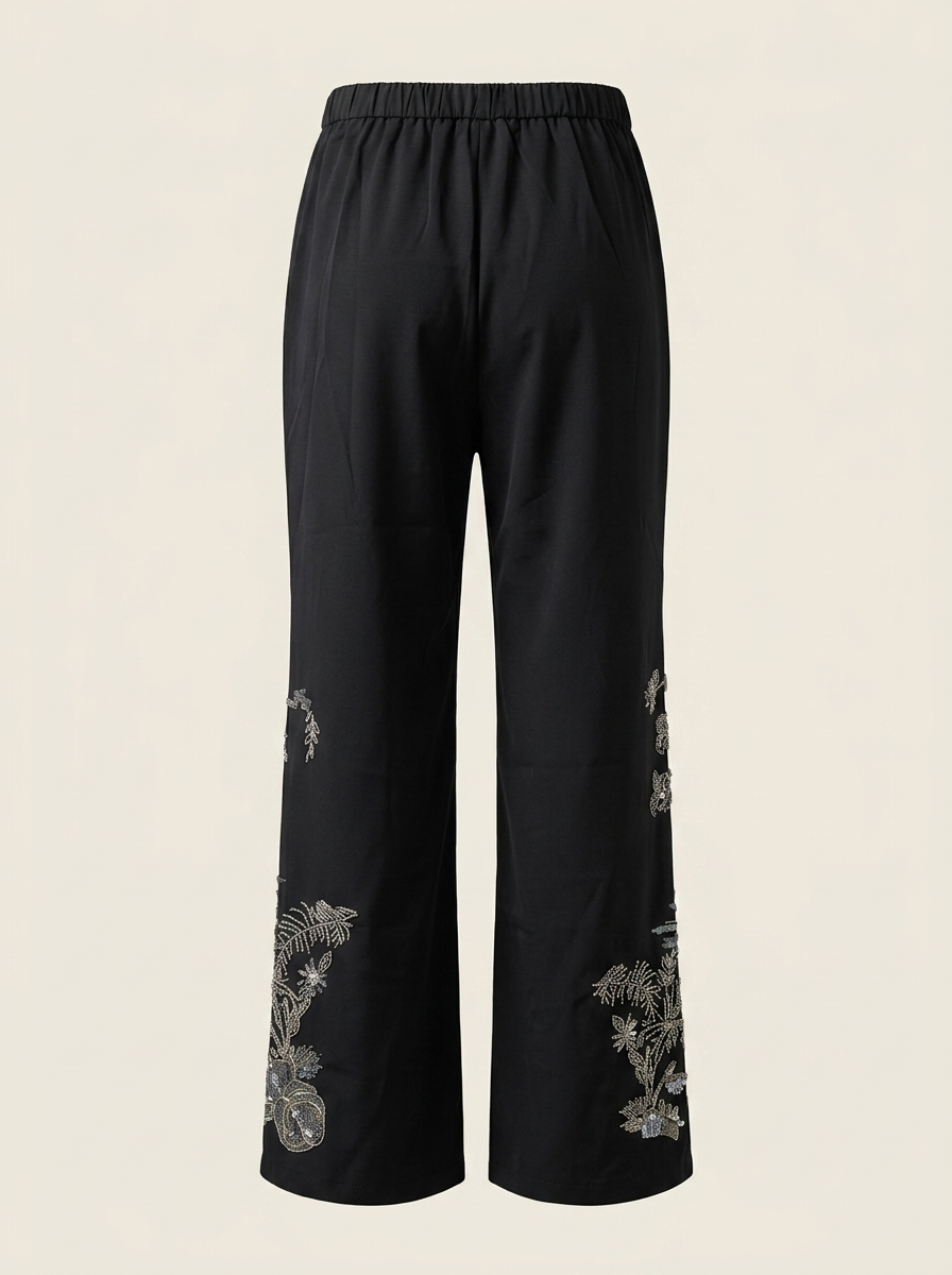 Floral Embroidered Pants