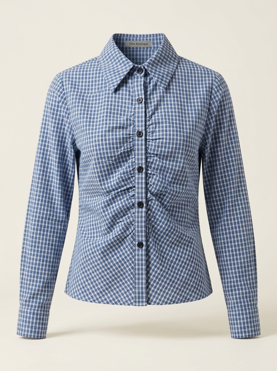Gingham Ruched Blouse