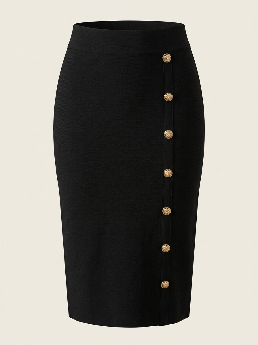 Buttoned Midi Skirt