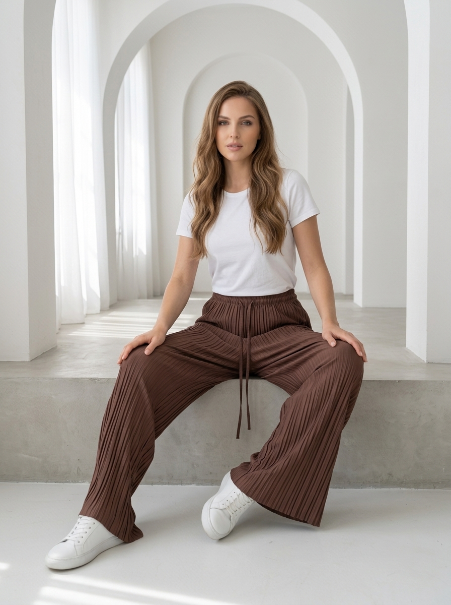 Pleated Wide-Leg Pants