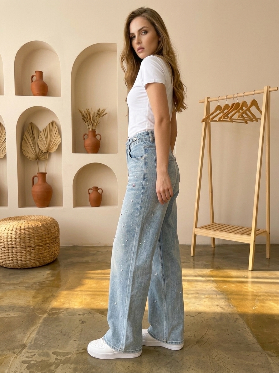 Sparkle Wide-Leg Jeans