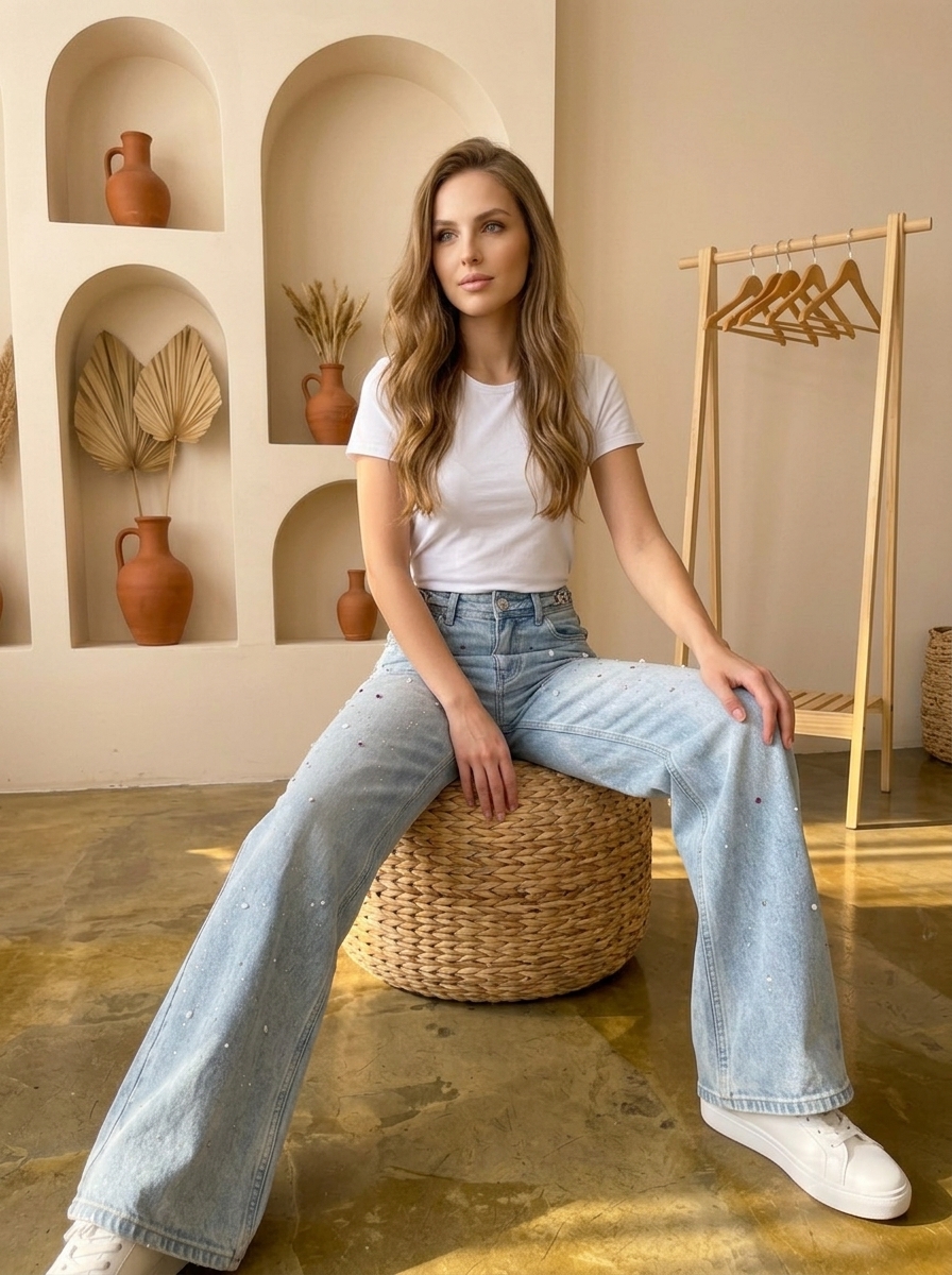 Sparkle Wide-Leg Jeans